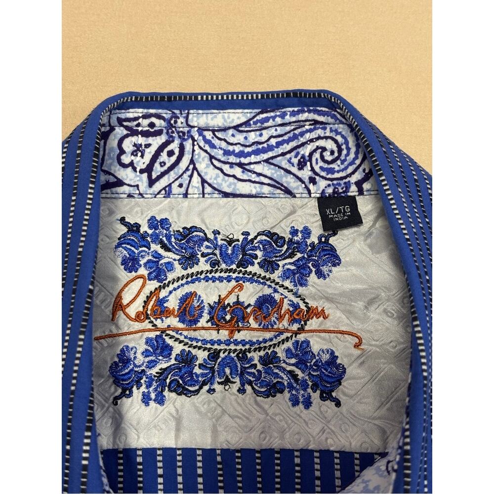 Robert Graham Royal Blue Long Sleeve Shirt w/ Diamond Pattern Men's Size XL - Picture 6 of 6